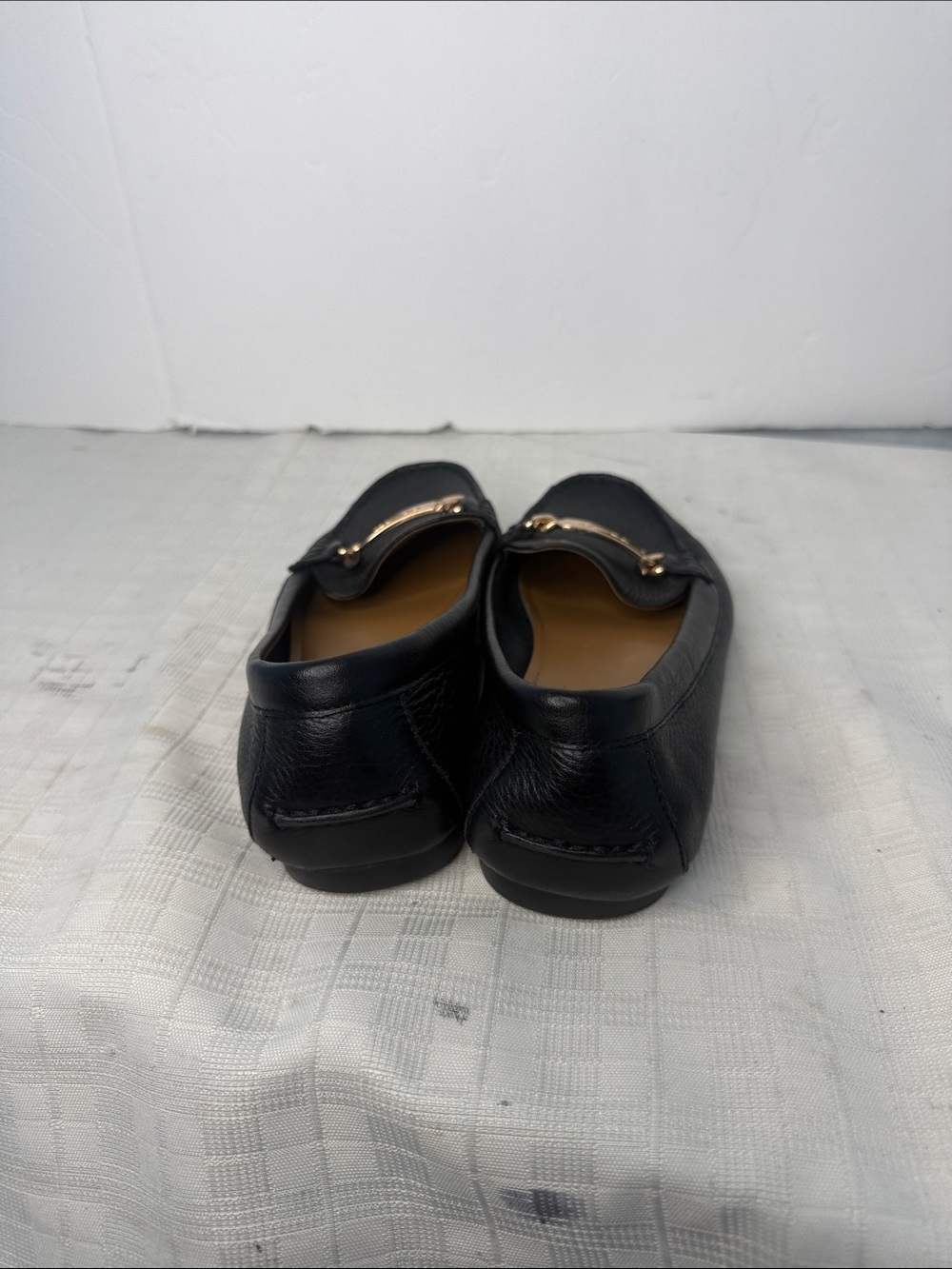 Coach Olive Black Leather Women's Driver Loafers with Gold Plaque - Picture 3 of 7